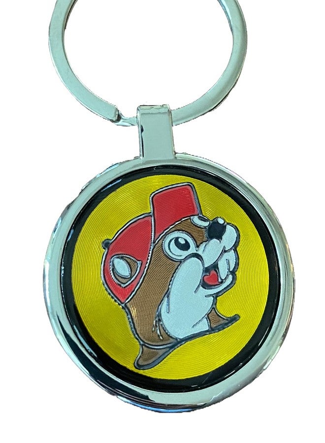 Buc-ee's yellow sign metal Keychain (Round Yellow)